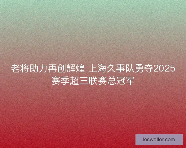老将助力再创辉煌 上海久事队勇夺2025赛季超三联赛总冠军