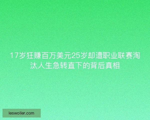 17岁狂赚百万美元25岁却遭职业联赛淘汰人生急转直下的背后真相